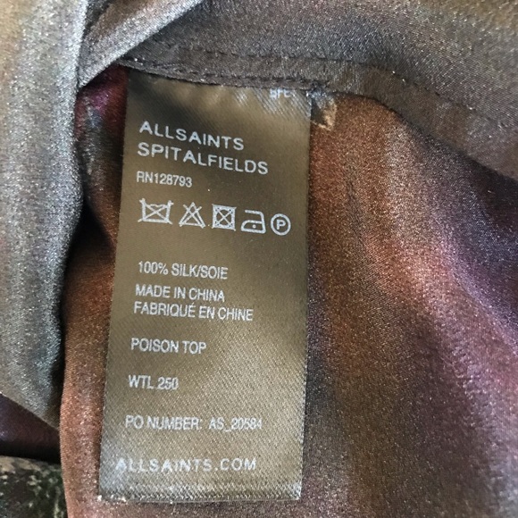 All Saints Draped Silk Blouse - Picture 7 of 8